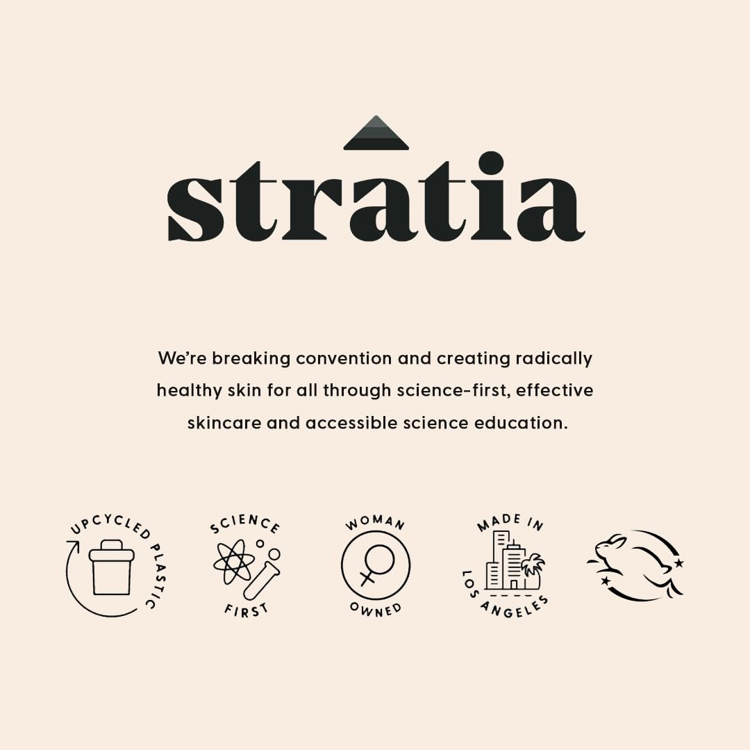 Stratia cream spread on skin, illustrates absorption and non-greasy finish