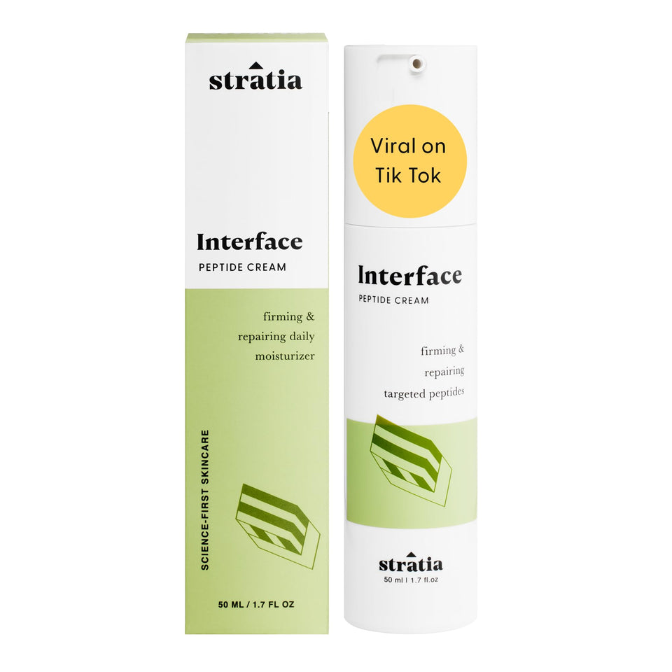 Stratia moisturizer front packaging showing brand and sleek bottle for easy use