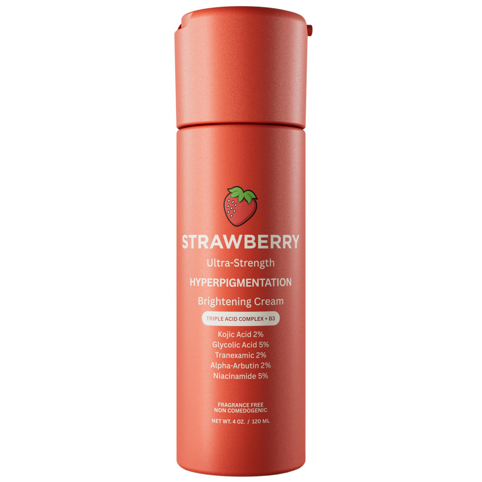 Strawberry front packaging showing brightening cream and product benefit