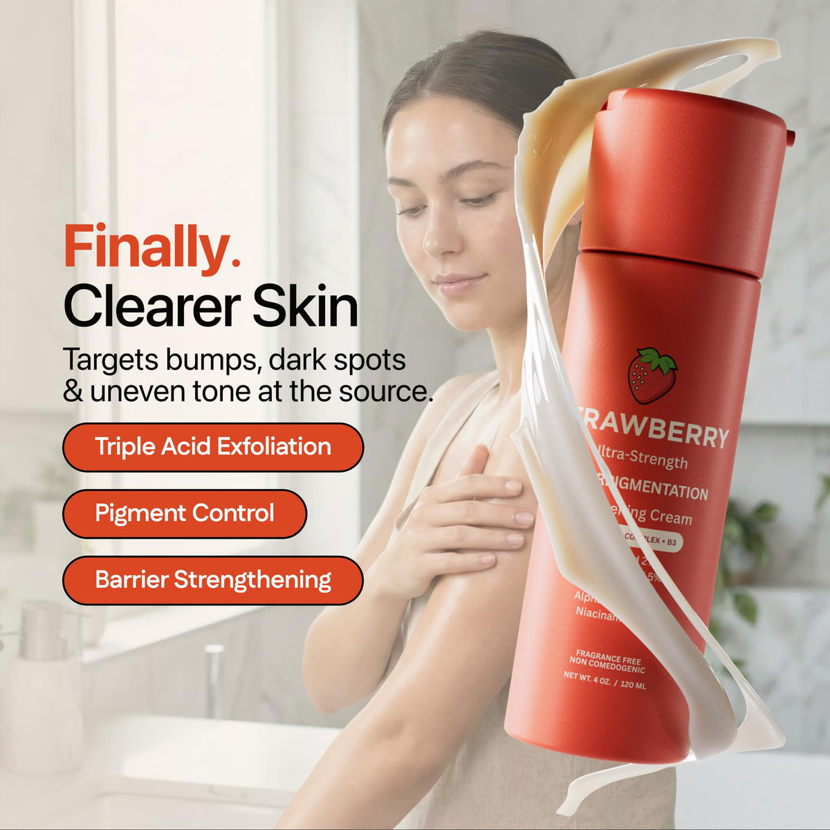Strawberry cream texture close-up highlighting smooth absorbent formula