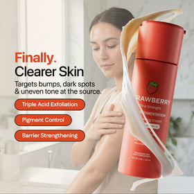 Strawberry cream texture close-up highlighting smooth absorbent formula