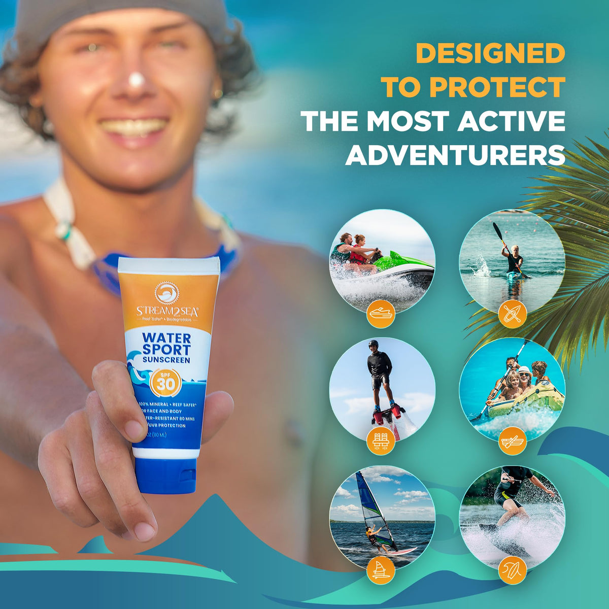 STREAM 2 SEA sunscreen being applied on hand for even coverage benefit