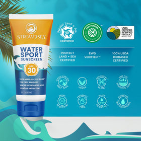 STREAM 2 SEA label close-up highlighting ingredients and reef-safe claim