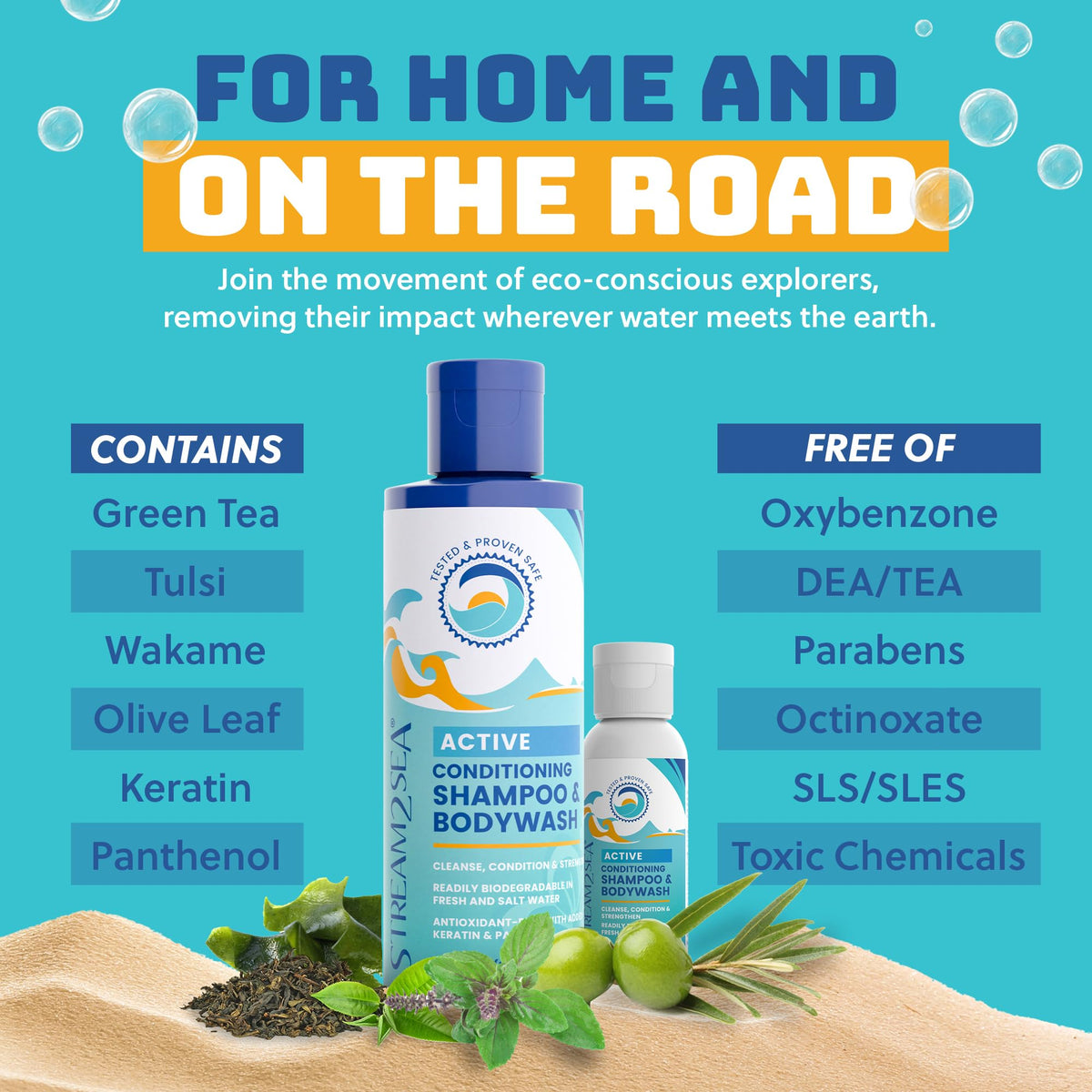 STREAM 2 SEA family on beach using product for quick rinse benefit