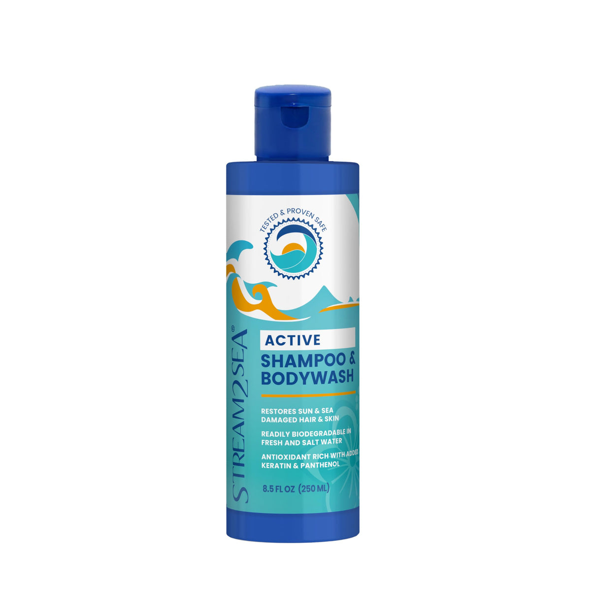 STREAM 2 SEA front packaging showing reef-safe cleansing benefits