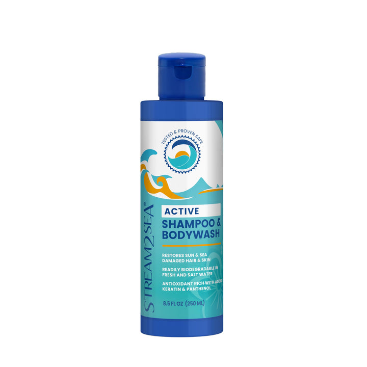STREAM 2 SEA front packaging showing reef-safe cleansing benefits