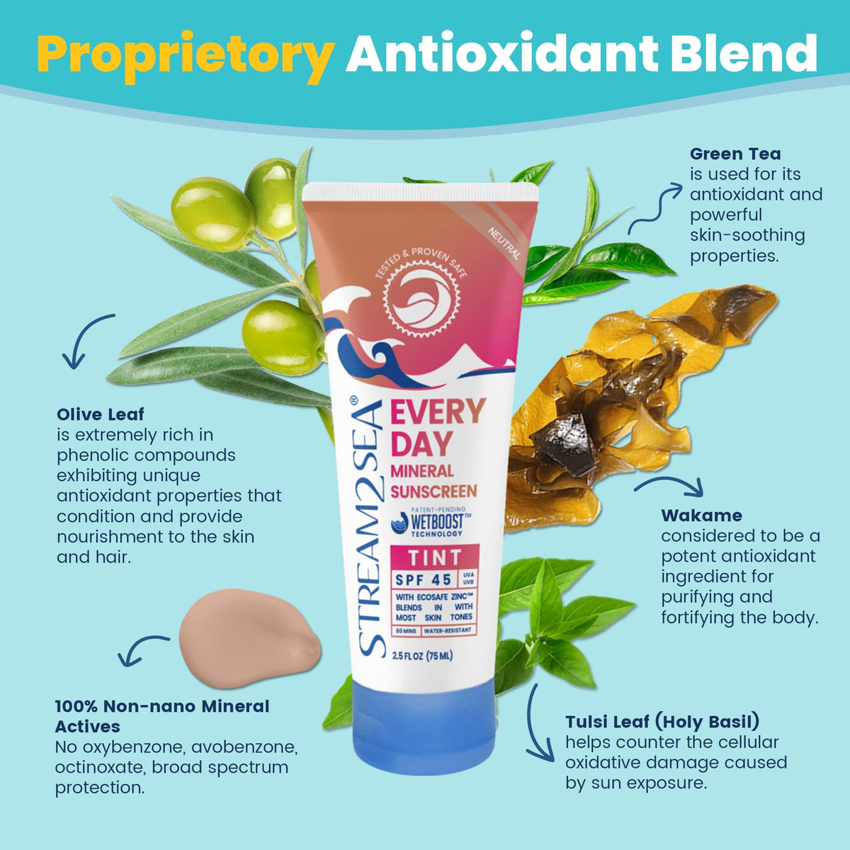 STREAM 2 SEA ingredient label with organic aloe and botanicals listed for gentle care