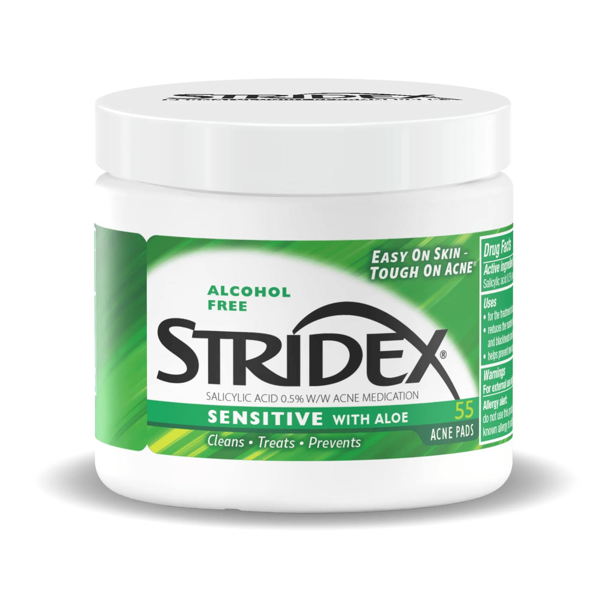 Stridex Sensitive front packaging showing product branding and count - gentle treatment