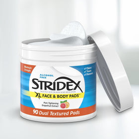 Stridex XL close-up of dual textured pad demonstrating exfoliation benefit