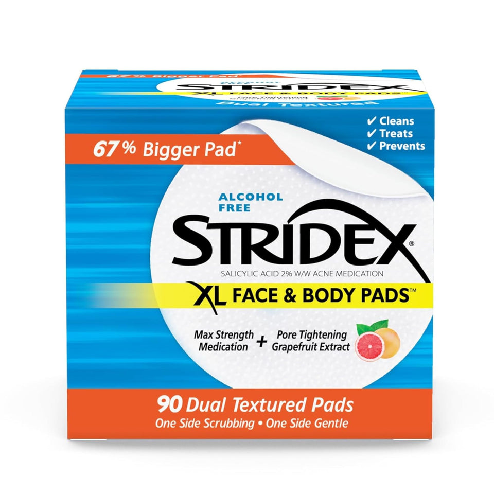 Stridex XL front packaging showing quantity and brand for effective acne care