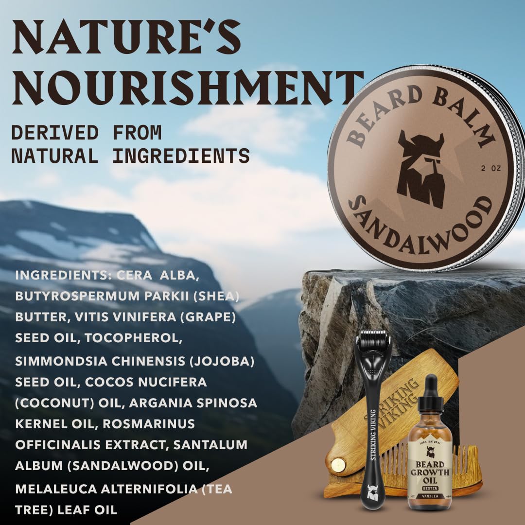 Striking Viking close-up of shea, argan, jojoba ingredients for nourishment
