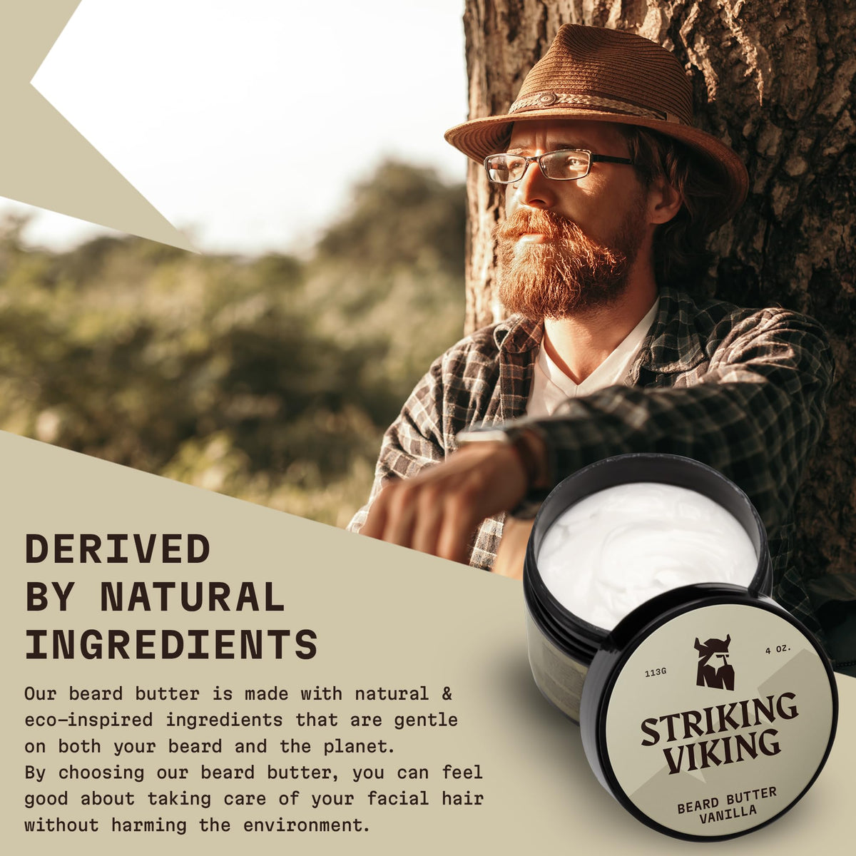 Striking Viking open jar showing creamy vanilla butter texture for nourishment