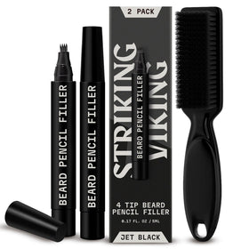 Striking Viking front packaging showing two jet black beard pens and benefits