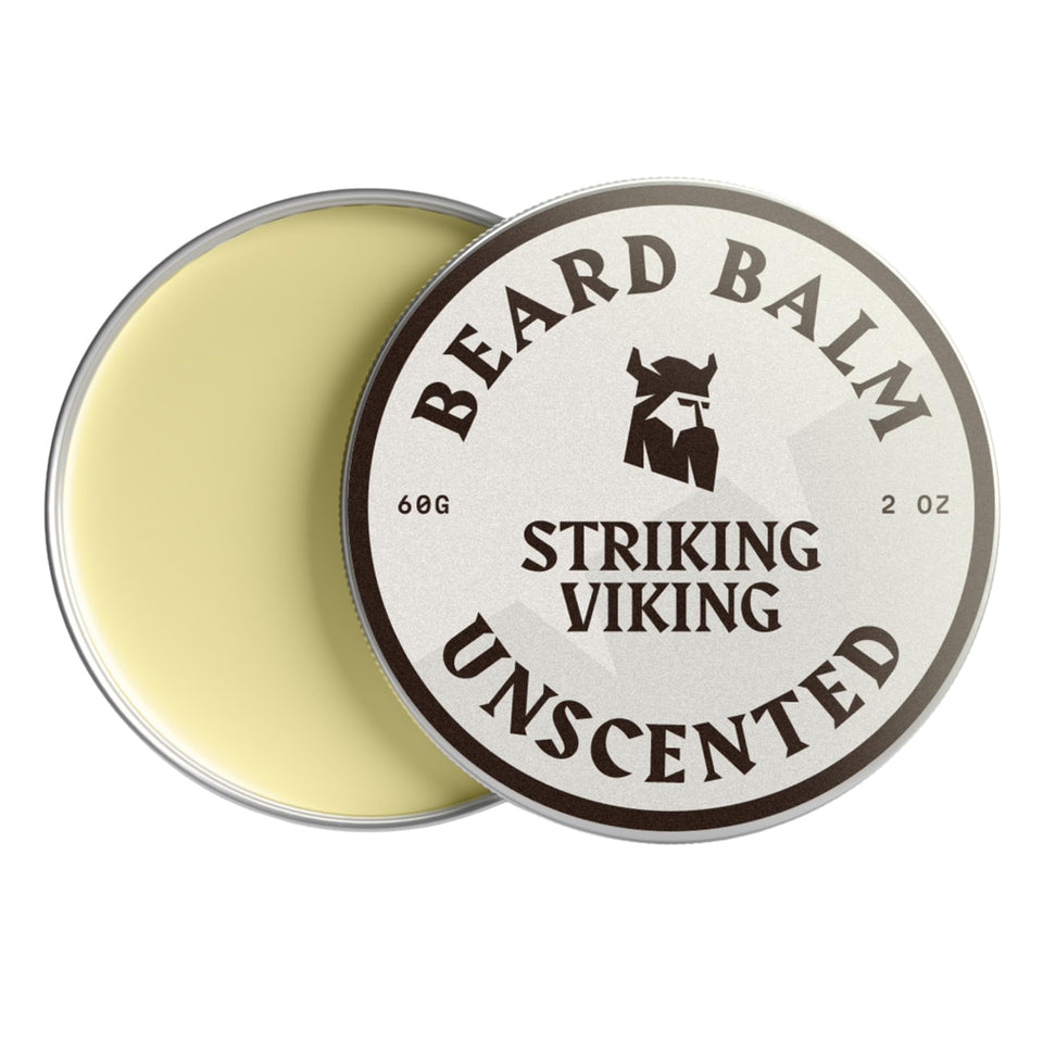 Striking Viking front tin showing compact travel-friendly balm