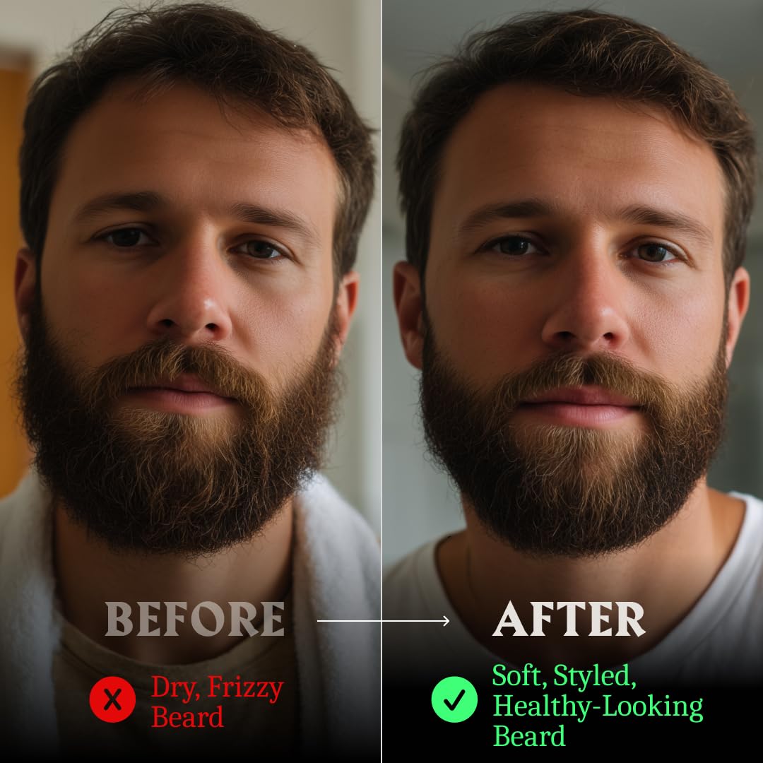 Striking Viking lifestyle shot of bearded man outdoors showing natural, neat results