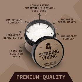 Striking Viking open jar displaying smooth cream texture for fast absorption and non-greasy feel