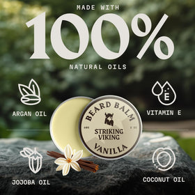striking viking open tin showing smooth vanilla balm texture for easy application