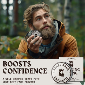 Striking Viking balm inside travel kit for grooming on the go