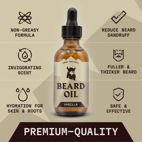 Striking Viking beard oil being applied to beard demonstrating softer hair benefit