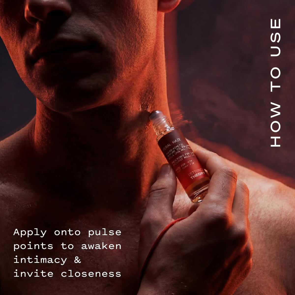 STRING THEORY applied on wrist at pulse point highlighting intimate, long-lasting scent benefit