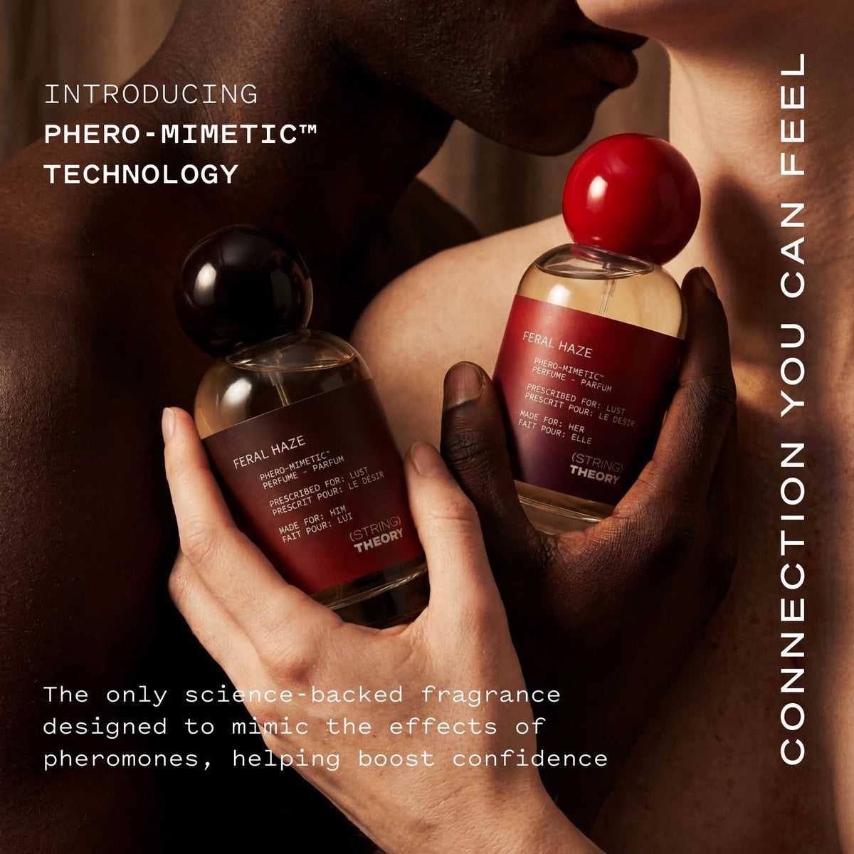 STRING THEORY applying cologne to wrist demonstrating targeted pulse-point benefit