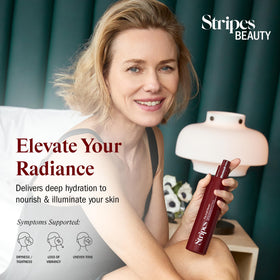 STRIPES oil texture close-up demonstrating lightweight, fast-absorbing finish for dewy skin