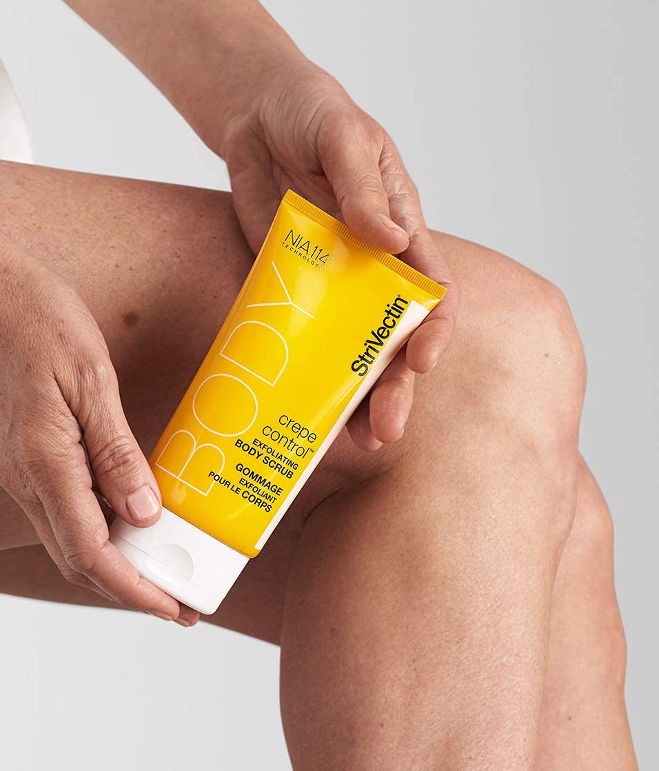 StriVectin scrub with Crepe Control cream illustrating paired regimen benefits
