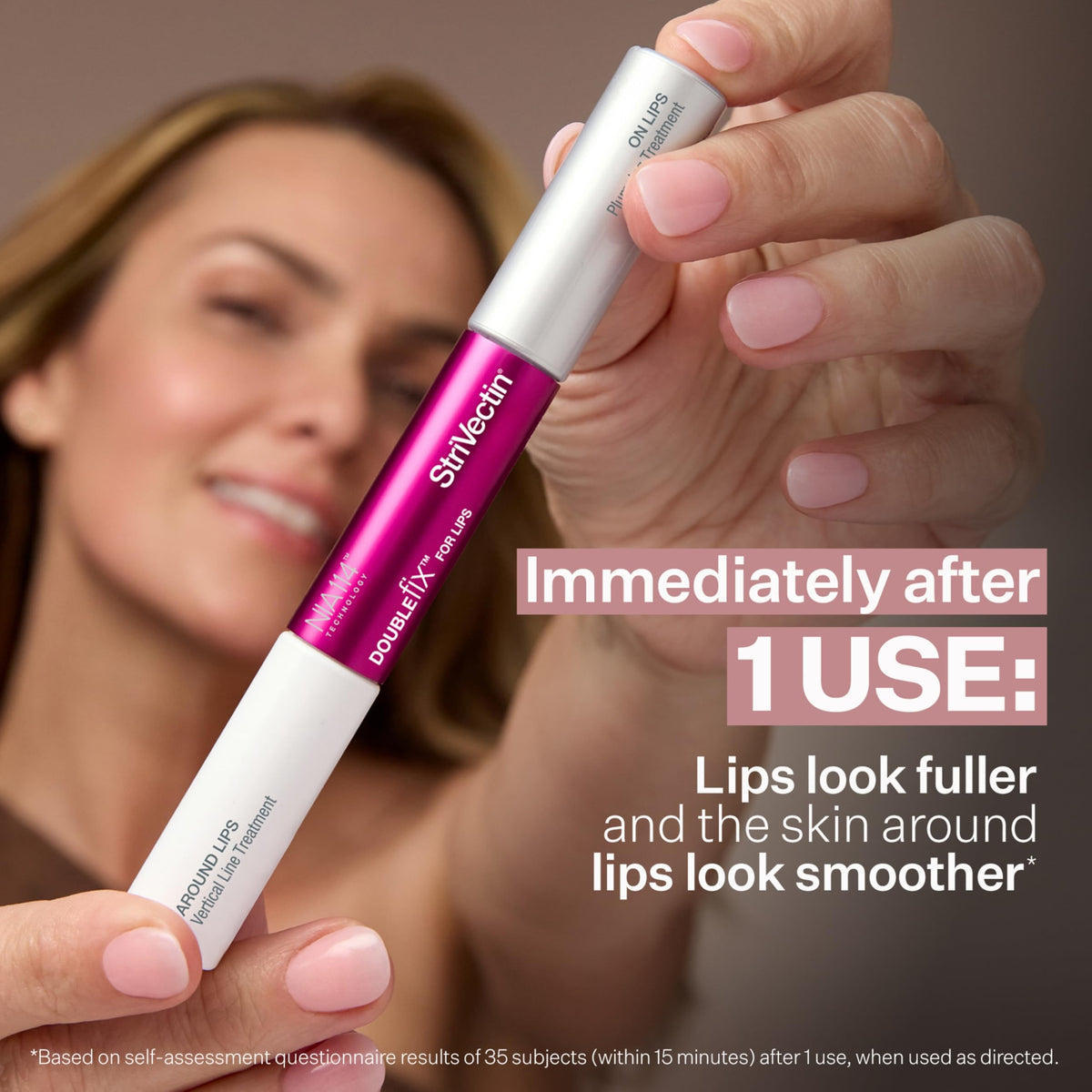 StriVectin DoubleFix applicator close-up highlighting precise application and control