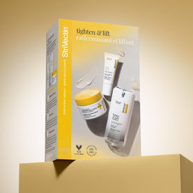 StriVectin face serum droplet on skin highlighting peptide texture and smoothing benefit