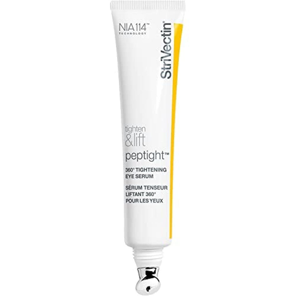 StriVectin front packaging showing bottle and logo, communicates targeted eye lifting