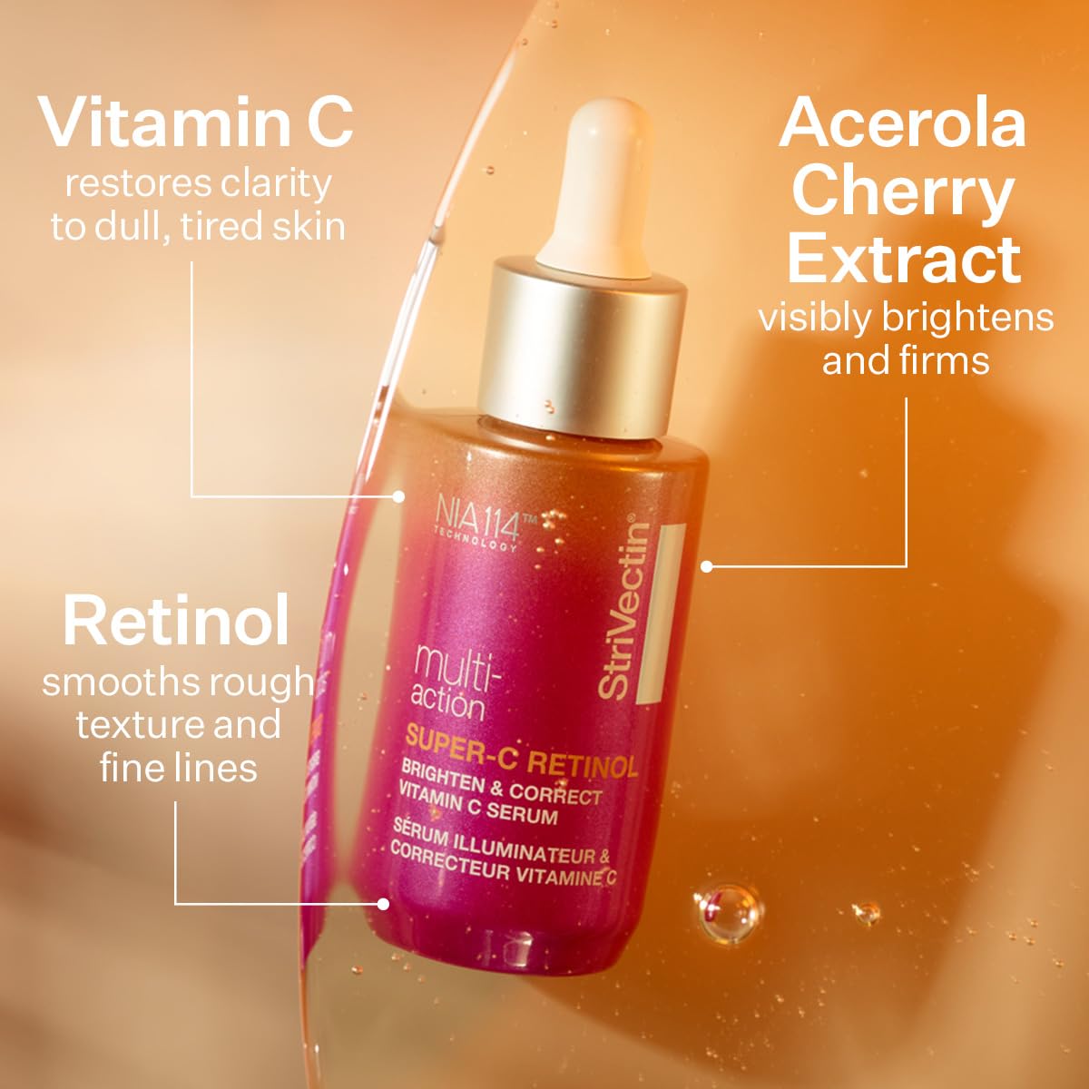 StriVectin serum texture close-up showing lightweight fast-absorbing feel
