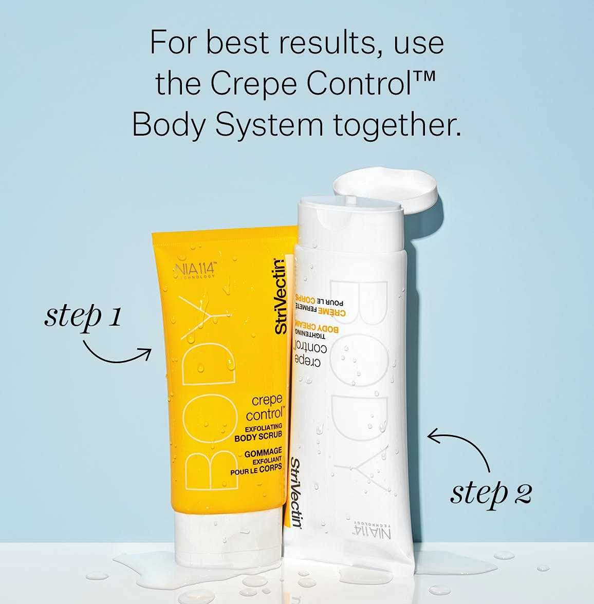 StriVectin paired with Crepe Control Scrub to enhance exfoliation results