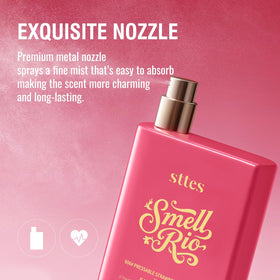 Sttes perfume splash detail emphasizing fruity-gourmand composition and depth