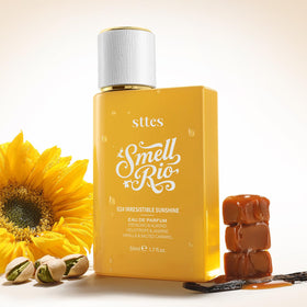 Sttes 50ml bottle held in hand to show scale benefit: travel-friendly size