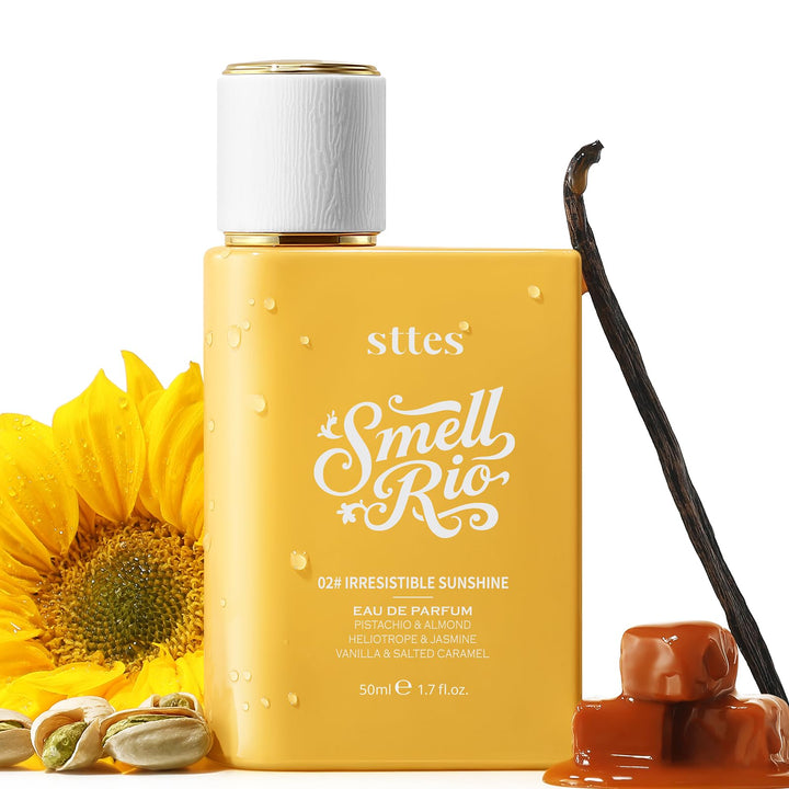 Sttes front bottle view showing bright yellow bottle and elegant silhouette benefit: instant visual appeal