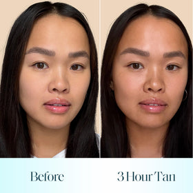 St.Tropez label close-up showing hyaluronic acid and skincare benefit