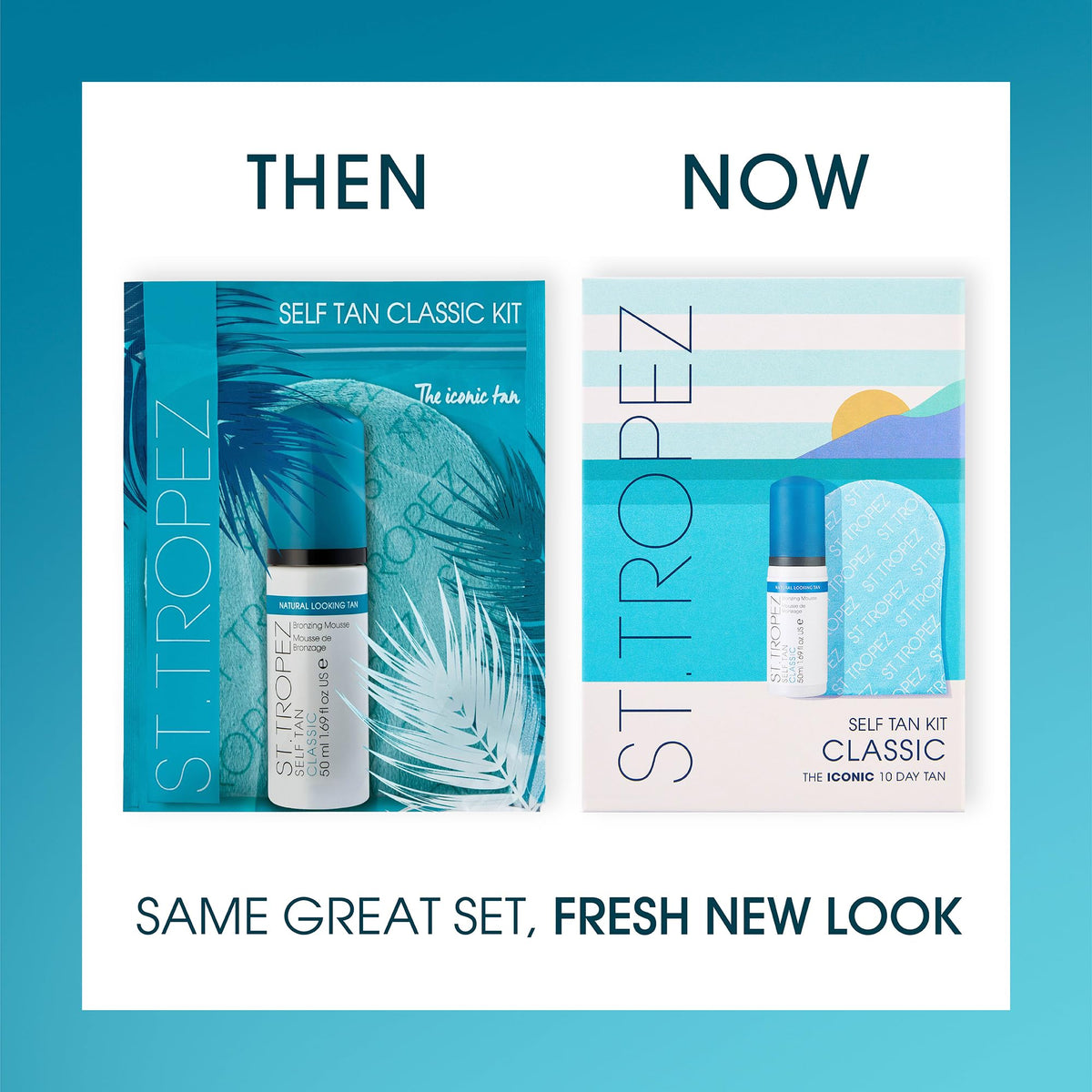 St.Tropez mini kit lifestyle travel scene showing compact size for on-the-go glow