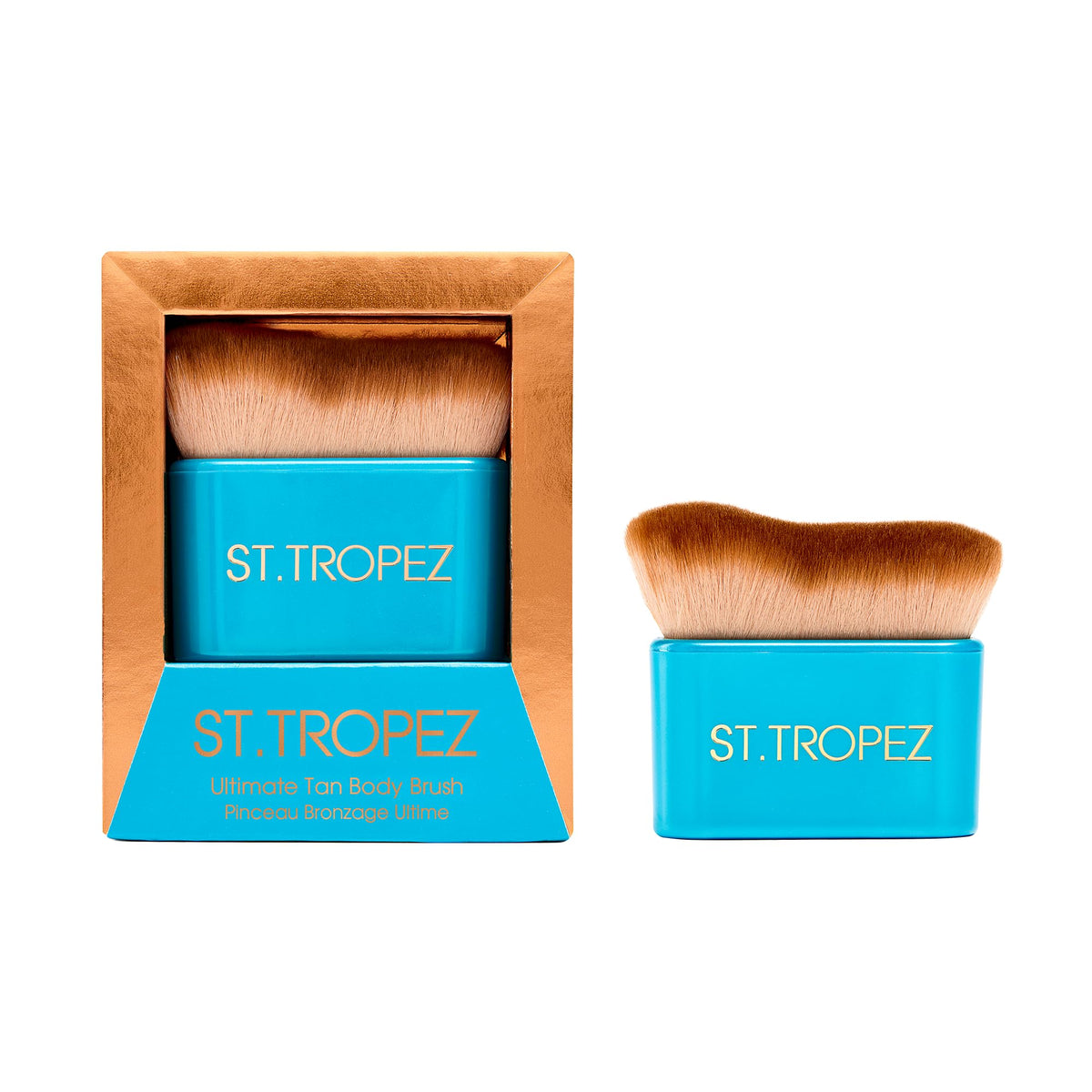 St.Tropez brush front view showing curved profile for even application