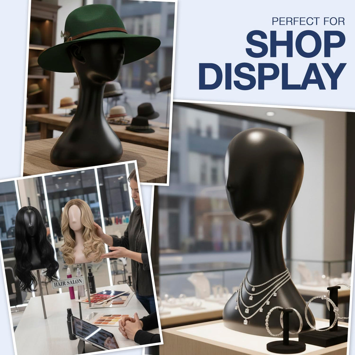 STUDIO LIMITED back neck shape demonstrates stable support for hats and accessories