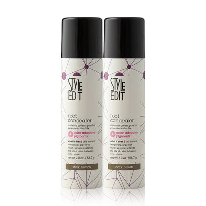 STYLE EDIT front label of dark brown root touch up spray showing product name and size