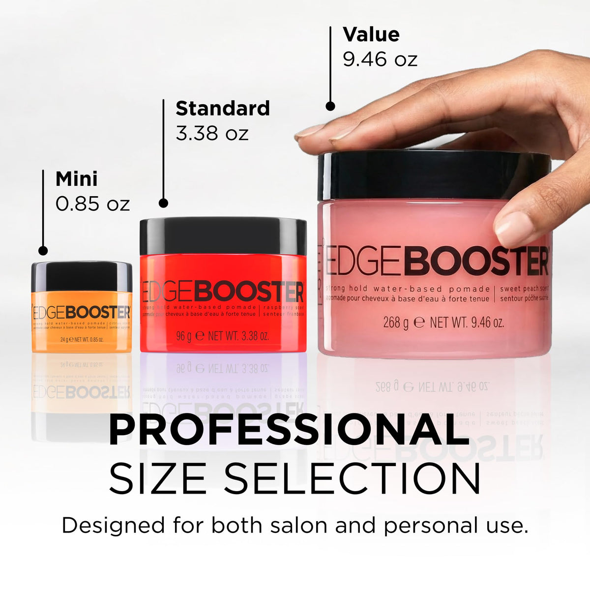 Style Factor jar in hand to show 3.38 oz scale and portability