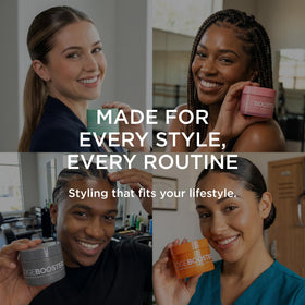 Style Factor lifestyle close-up of styled hair demonstrating high-shine finish benefit