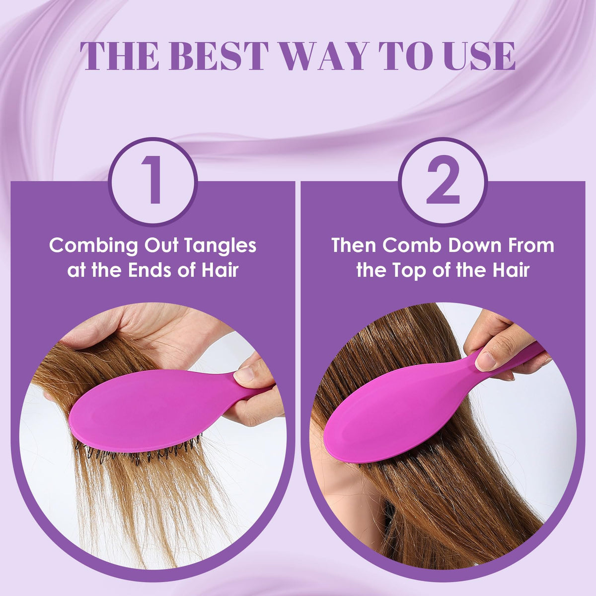 STYLEMATE brush beside a wig on a mannequin to preserve shape and volume