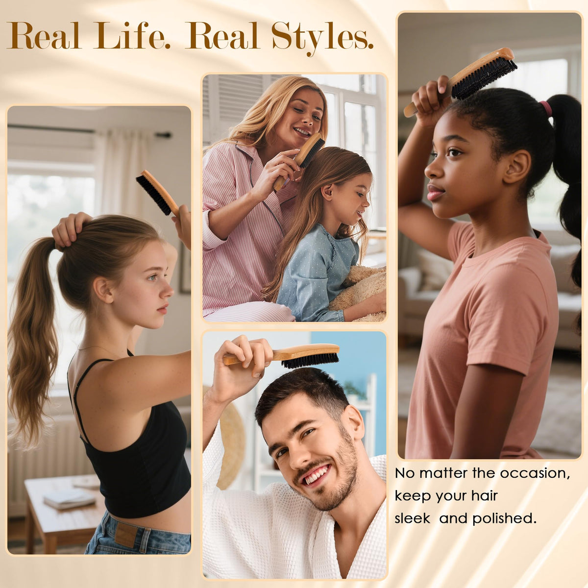 STYLEMATE side profile of brush illustrating dense bristle layout and shape
