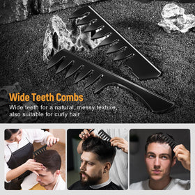 STYLEMATE combs held in hand to show compact size and travel convenience