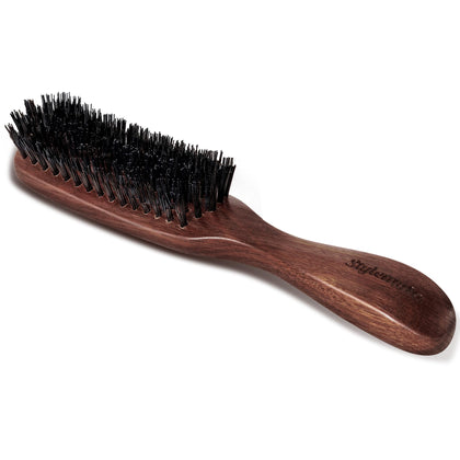 STYLEMATE front view of walnut handle firm bristle brush for easy styling