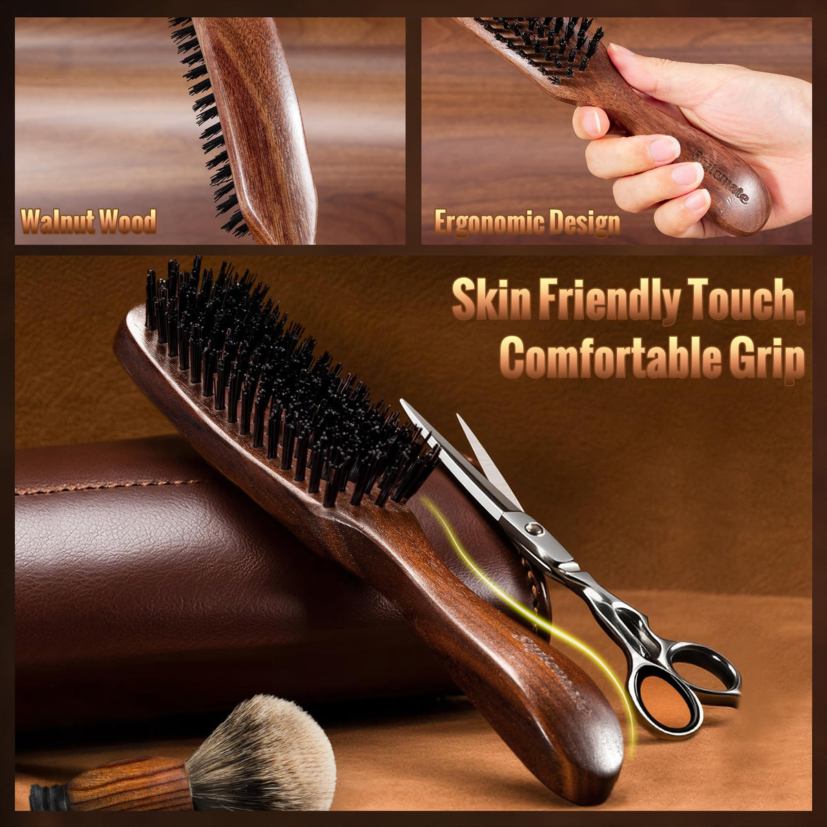 STYLEMATE brush in hand creating slick-back style with strong control
