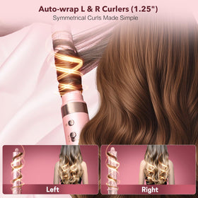 StyleVibe left auto-wrap barrel demonstrating easy curl direction and hands-free wrapping