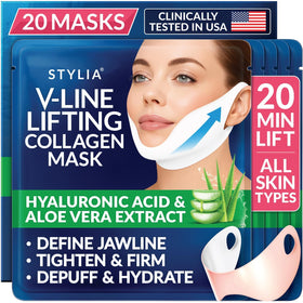 Stylia front packaging showing 20-piece V Line kit and benefits