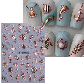 STZPRONAIL detailed starfish and hibiscus decal emphasizing vacation style